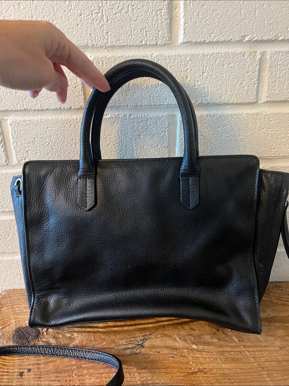 Tory Burch Black Pebbled Leather Satchel with Detachable Strap - Picture 5 of 13